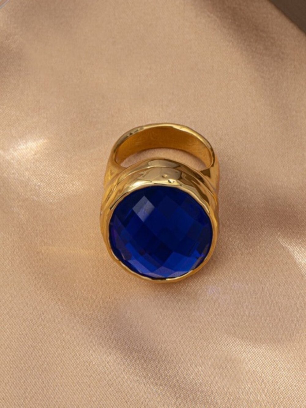 Alexis Bittar Handcrafted Sapphire Metal Polished Ring Size 7